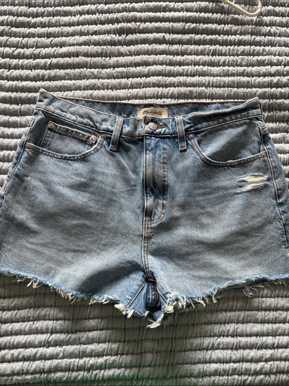 Madewell Light Blue Distressed Denim Cutoff Shorts
